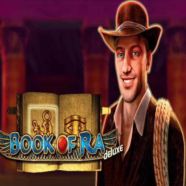 Book of Ra Deluxe logo by Novomatic at Gigaspinz Casino